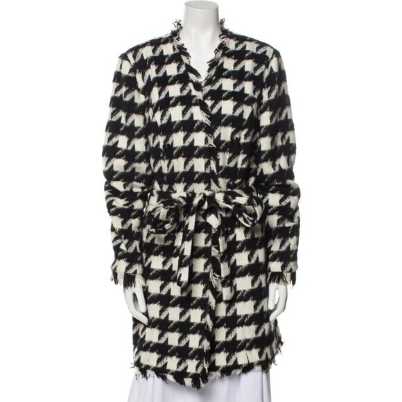 L'Agence Black White Check Print Zuri Half Duster 16 - Picture 1 of 9